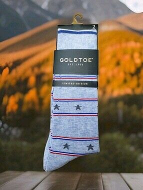 GOLDTOE: MEN'S: LIMITED EDITION SOCKS: STARS & STRIPES: SURPRISE DOT: 2 PACK NEW